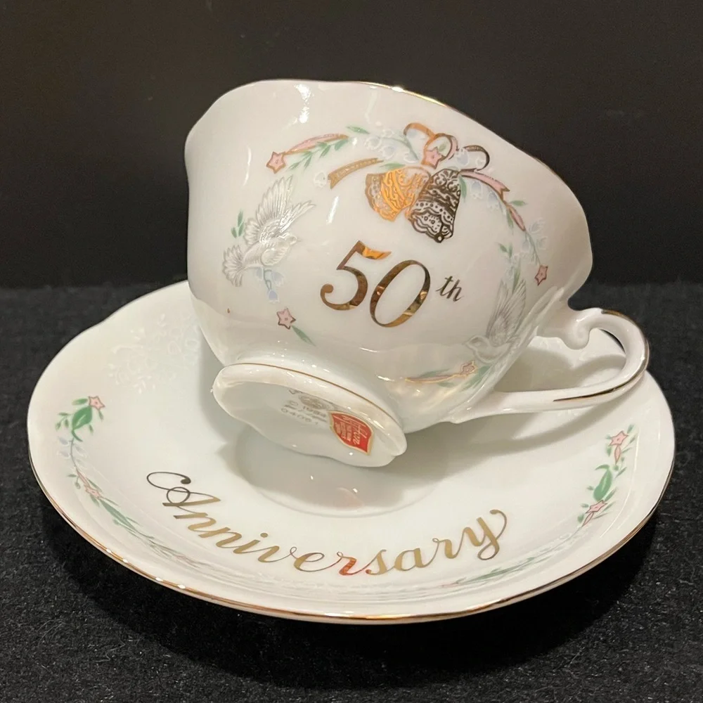 Vintage Royal Albert 50th Anniversary 6 C Teapot, Creamer, Plate, Lefton Tea Cup